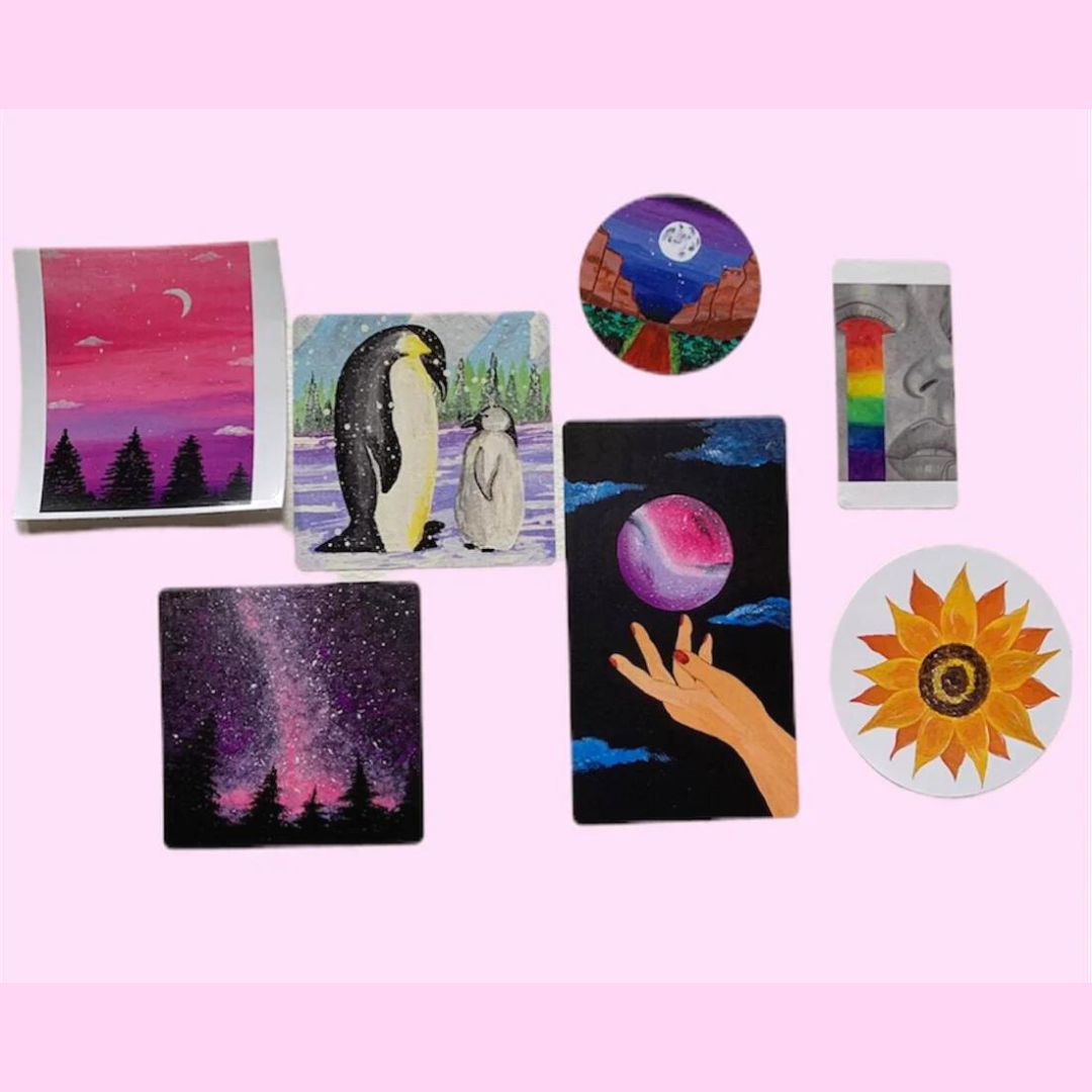 Art Sticker Pack, Surprise Sticker Selection of 5 Stickers