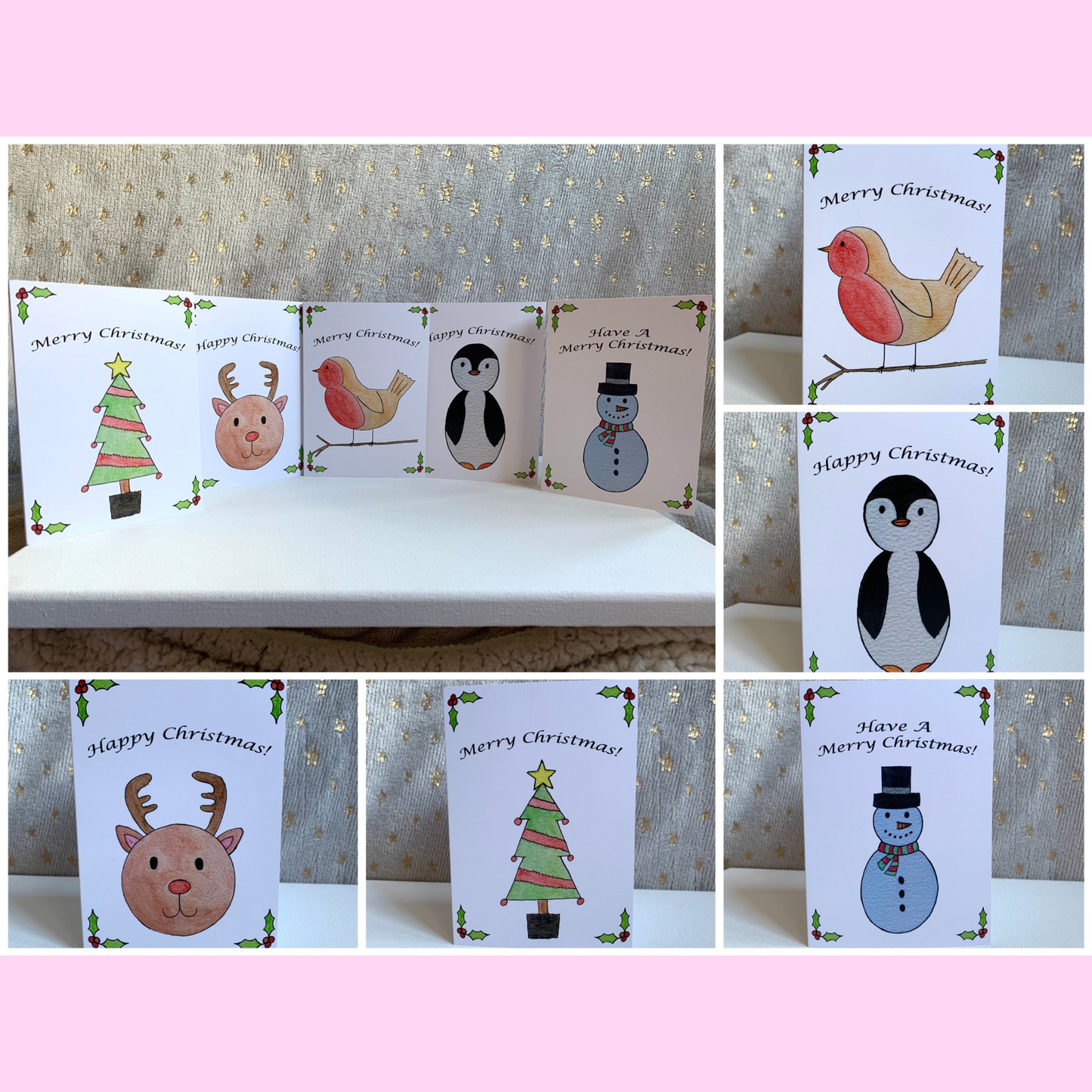 Christmas Card Pack, Watercolour Christmas Cards